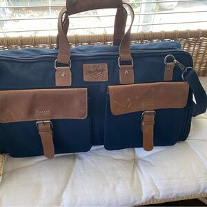 Rawlings Navy and Brown Canvas Leather Briefcase